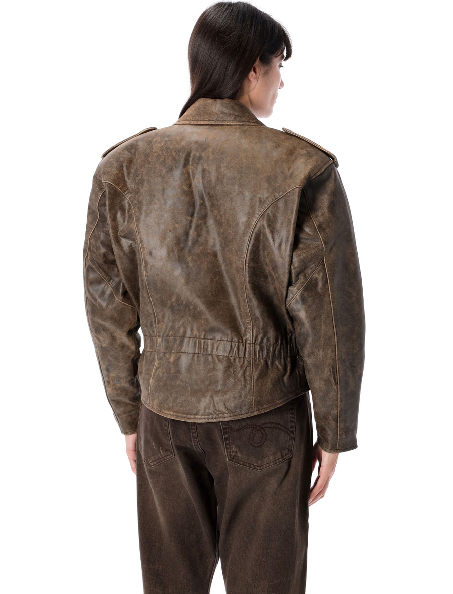 Exaggerated shoulder motorcycle jacket - Spazio Pritelli