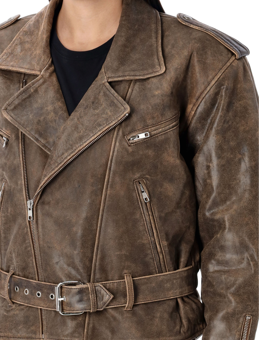 Exaggerated shoulder motorcycle jacket - Spazio Pritelli