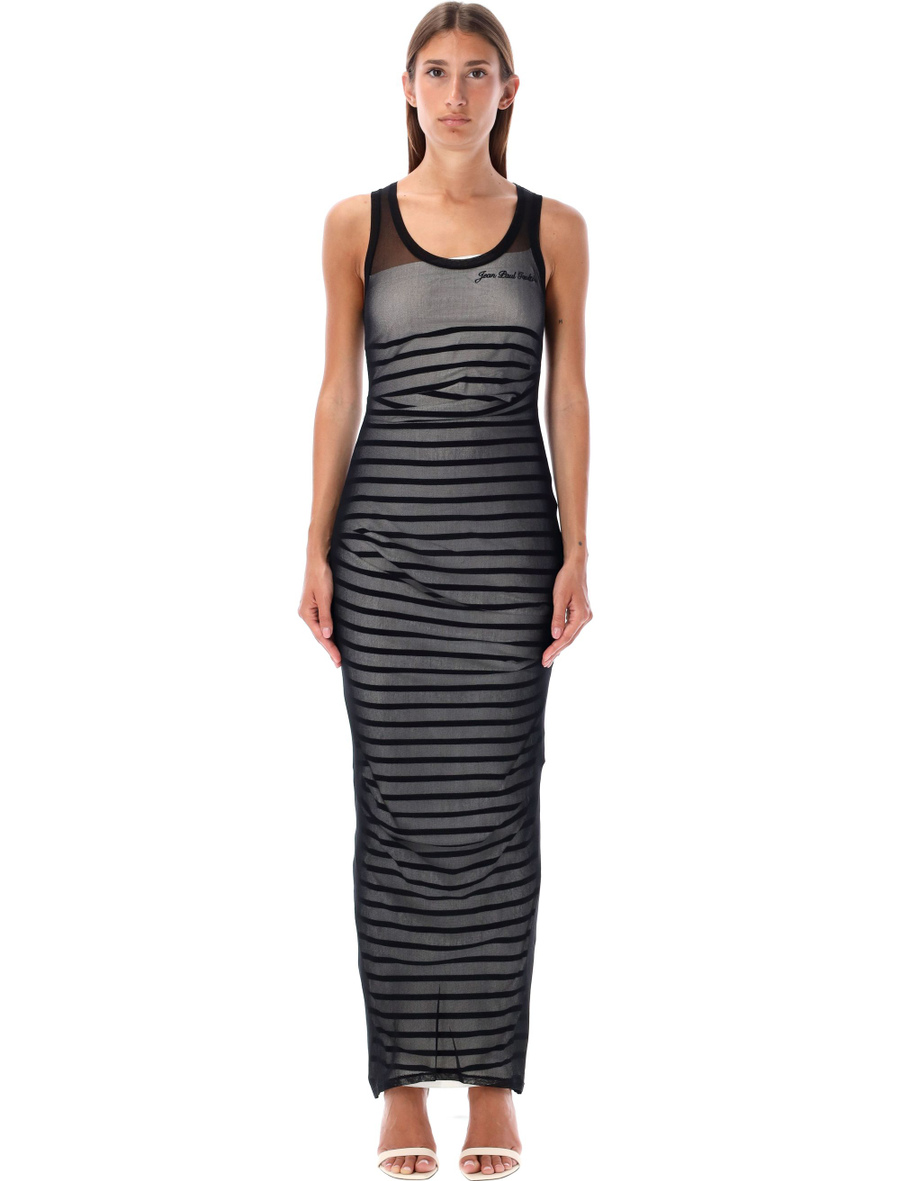 Ribbed marinier double layer long dress - Spazio Pritelli