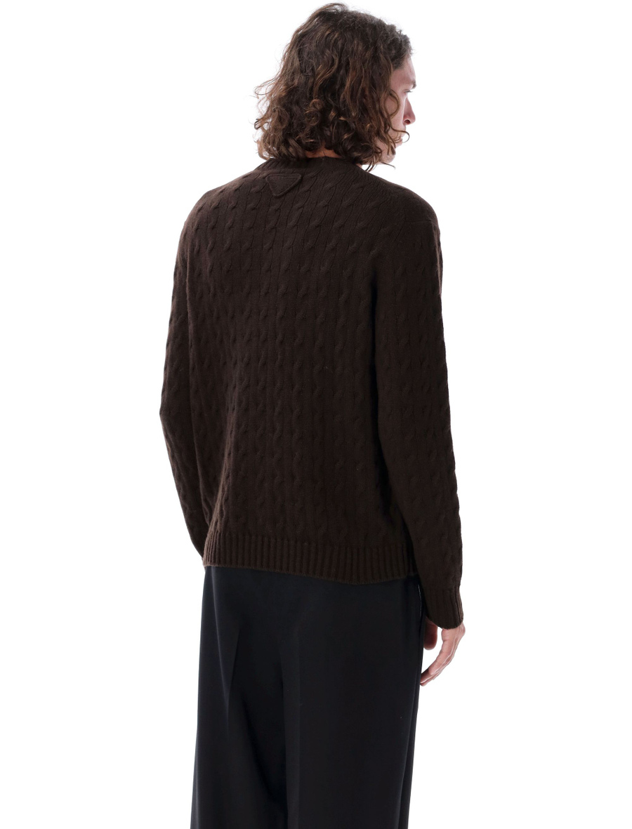 Cable knit V-neck sweater - Spazio Pritelli