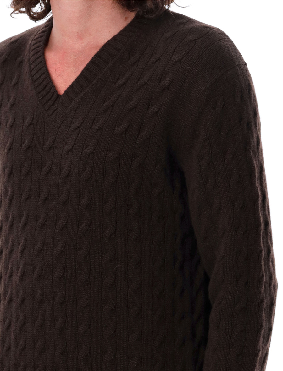 Cable knit V-neck sweater - Spazio Pritelli