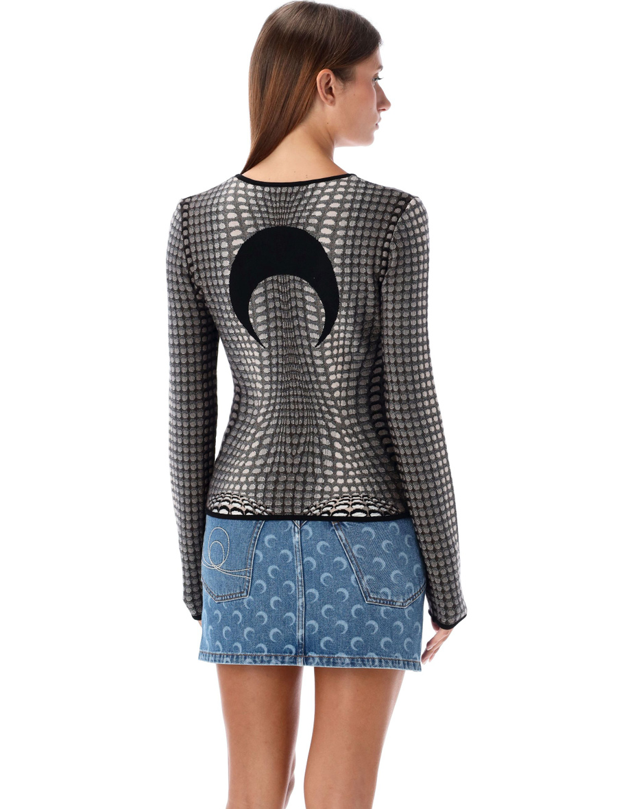 Moon skin jacquard knit fitted sweater - Spazio Pritelli