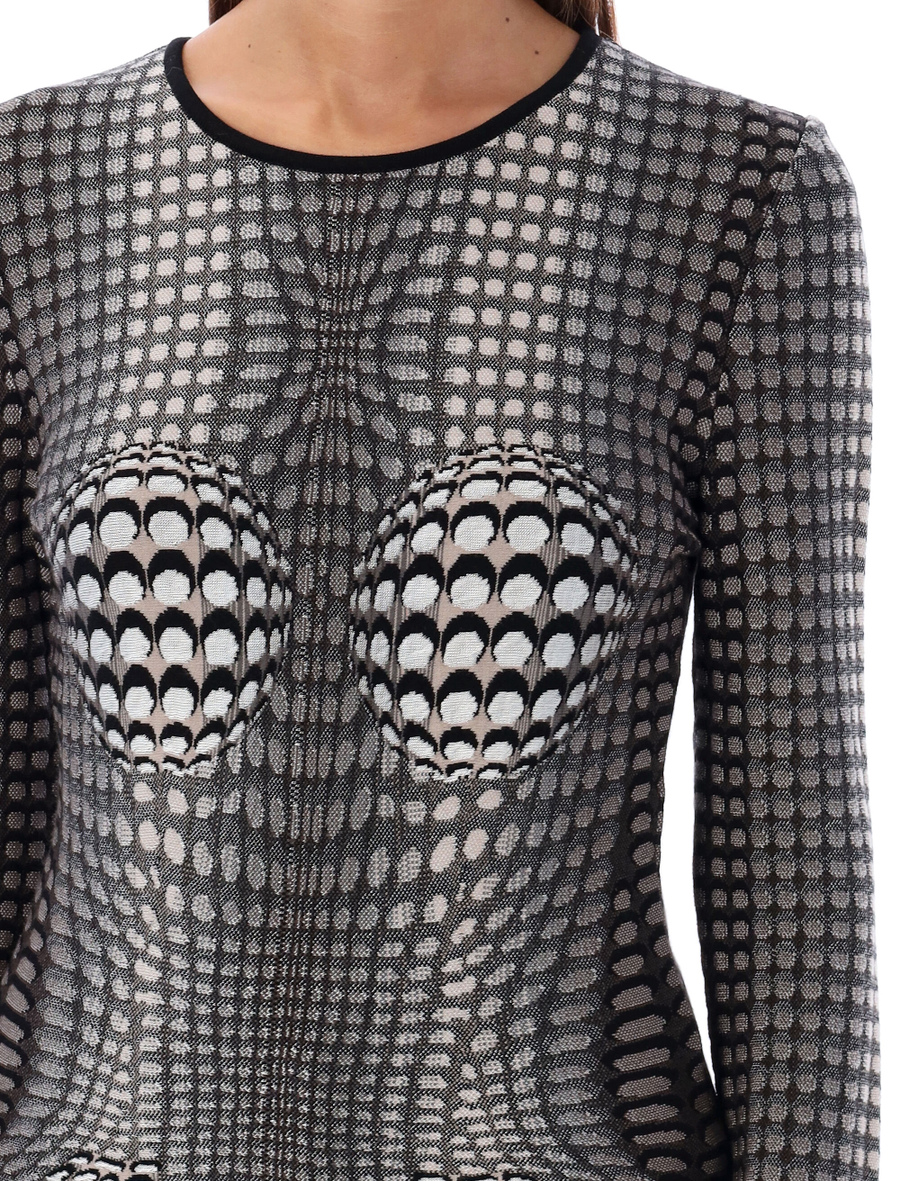Moon skin jacquard knit fitted sweater - Spazio Pritelli