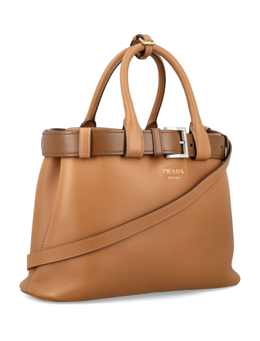Buckle medium leather handbag with belt - Spazio Pritelli