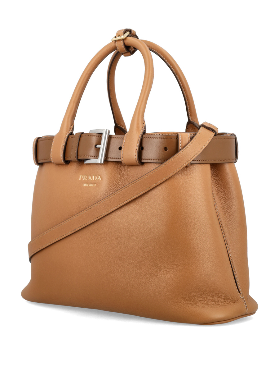 Buckle medium leather handbag with belt - Spazio Pritelli