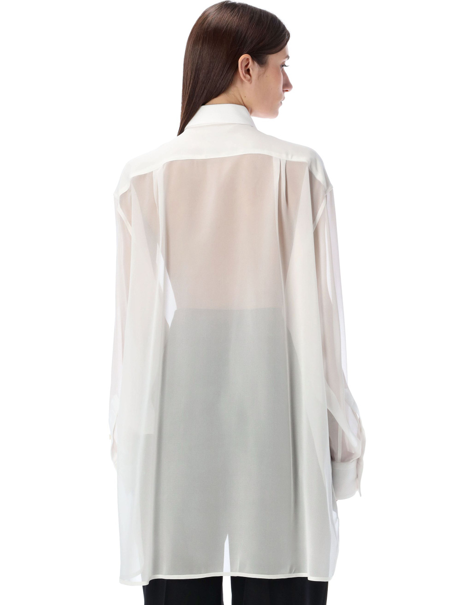 S-Wave Silk Chiffon Tuxedo Shirt - Spazio Pritelli