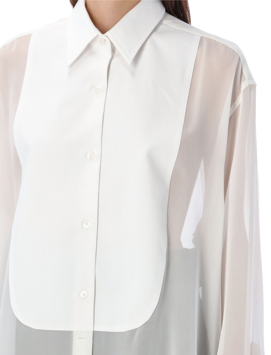 S-Wave Silk Chiffon Tuxedo Shirt - Spazio Pritelli