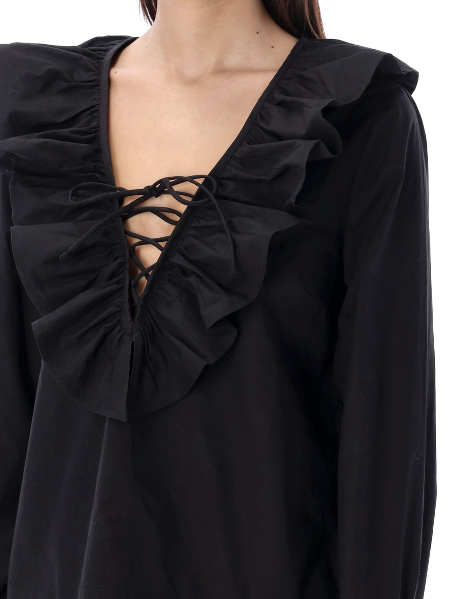 Ruffle V-neck shirt - Spazio Pritelli