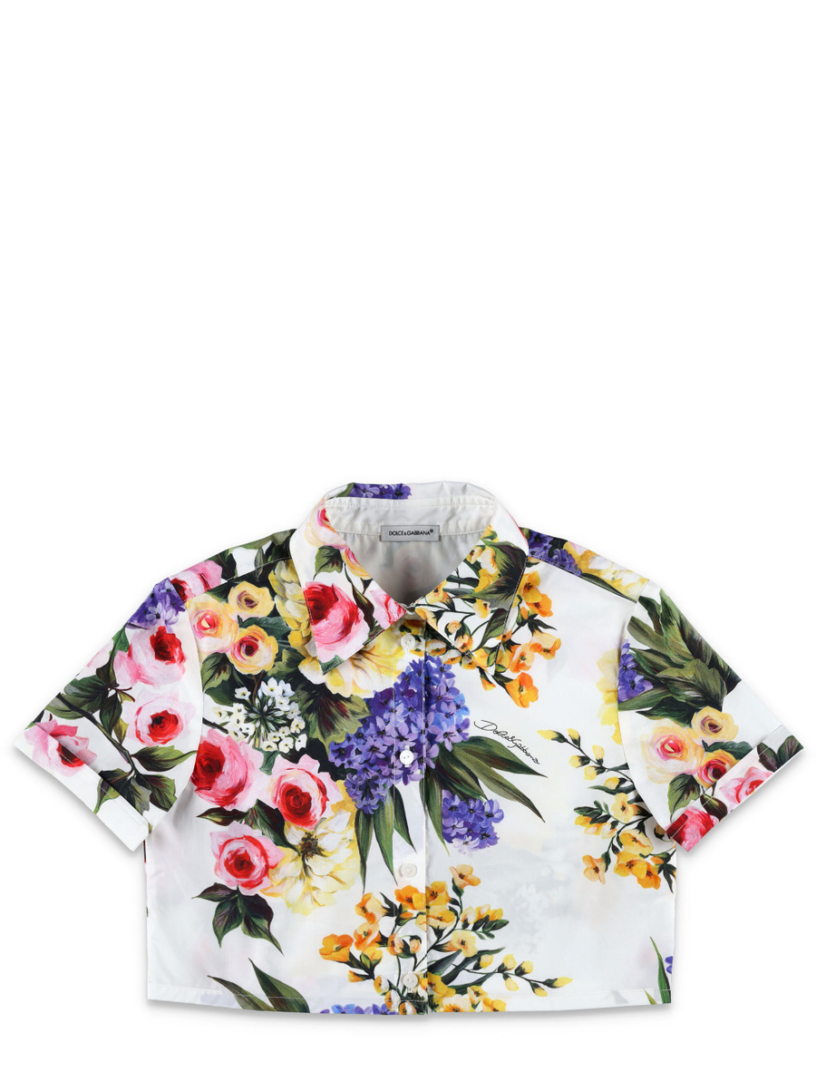 Garden print poplin crop shirt - Spazio Pritelli