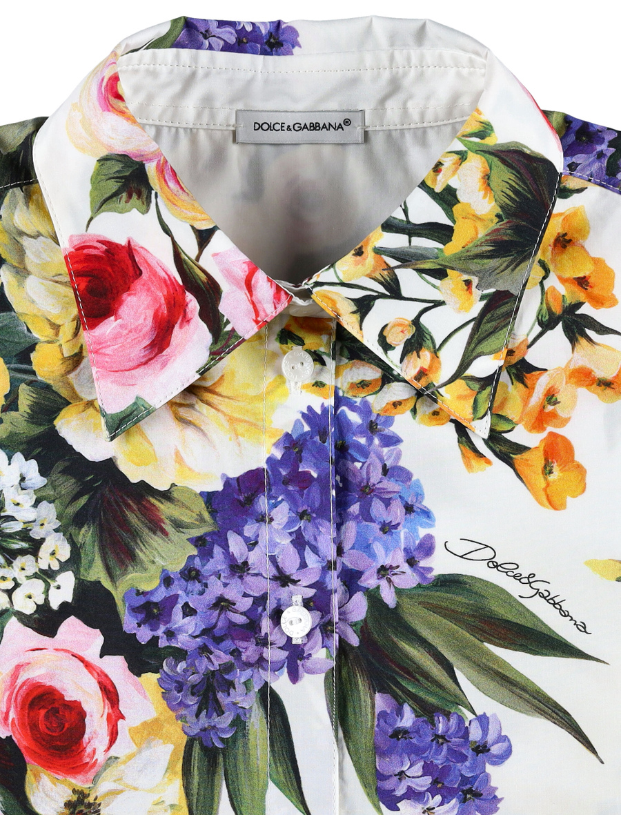 Garden print poplin crop shirt - Spazio Pritelli
