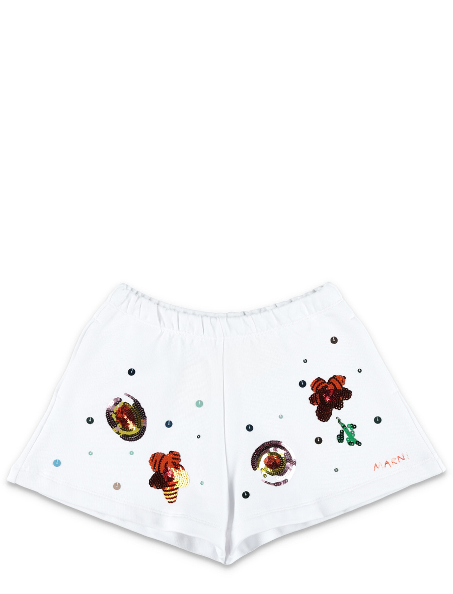 Kid - Fleece shorts with floral graphics - Spazio Pritelli