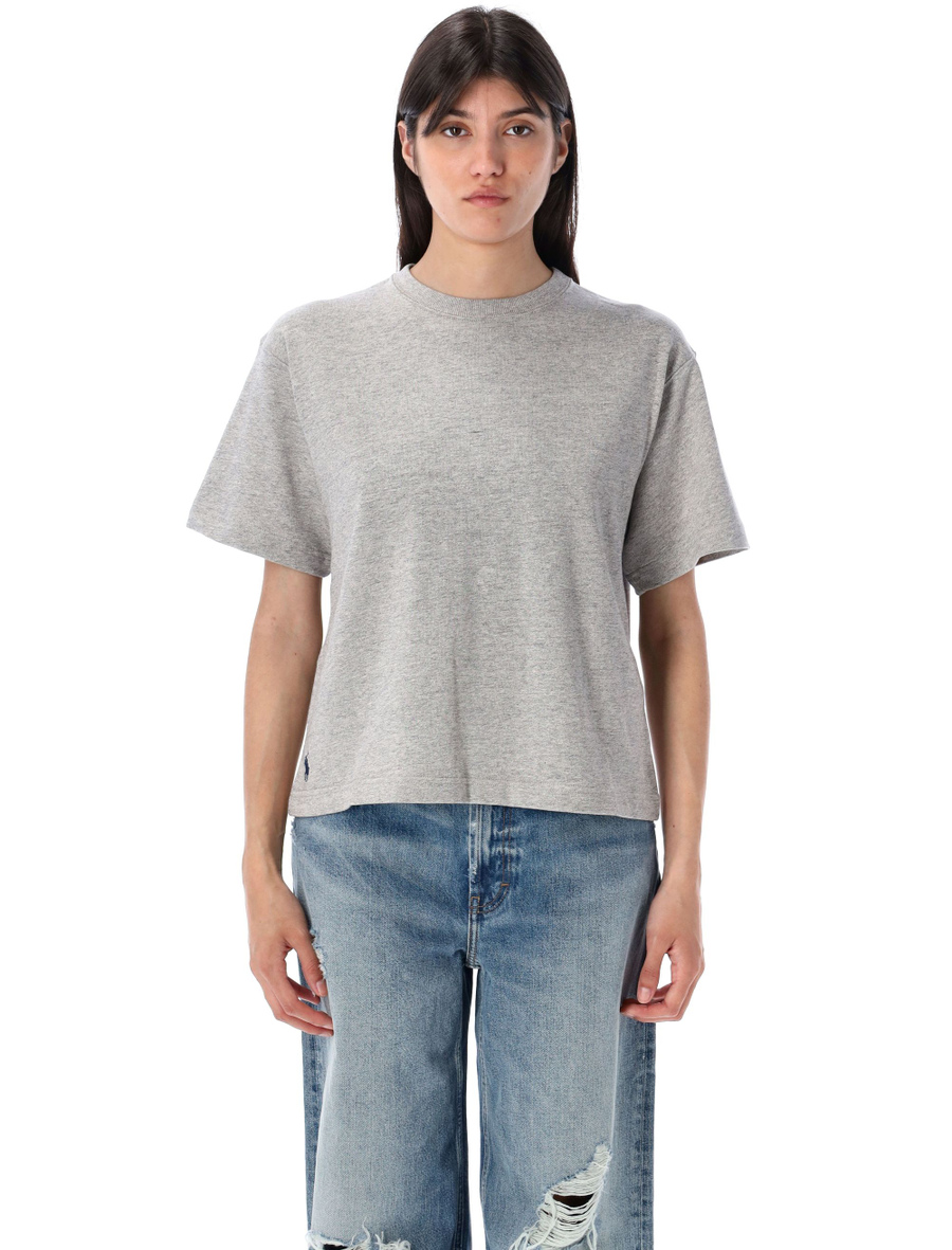 Relaxed crop fit cotton jersey tee - Spazio Pritelli