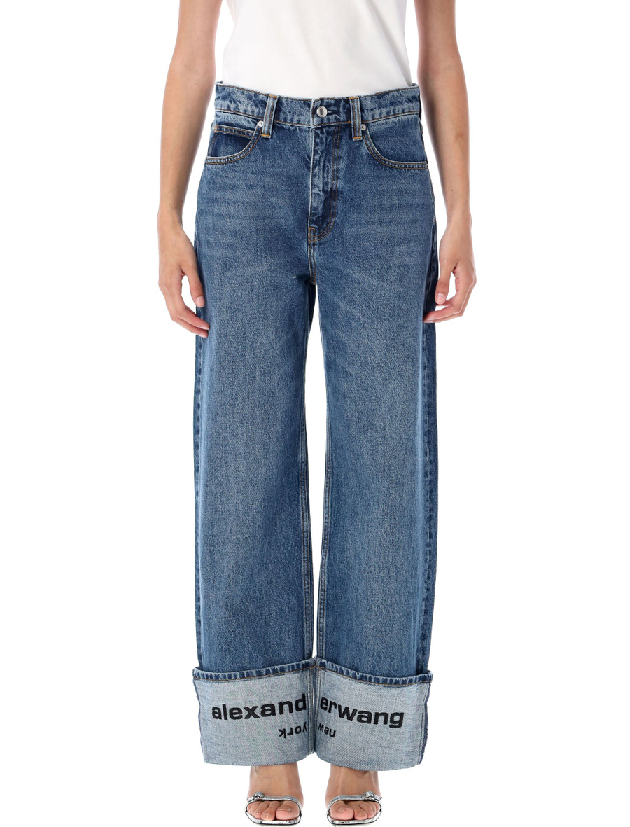 Logo-embroidered mid-rise jeans - Spazio Pritelli