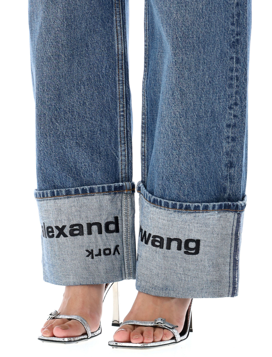 Logo-embroidered mid-rise jeans - Spazio Pritelli