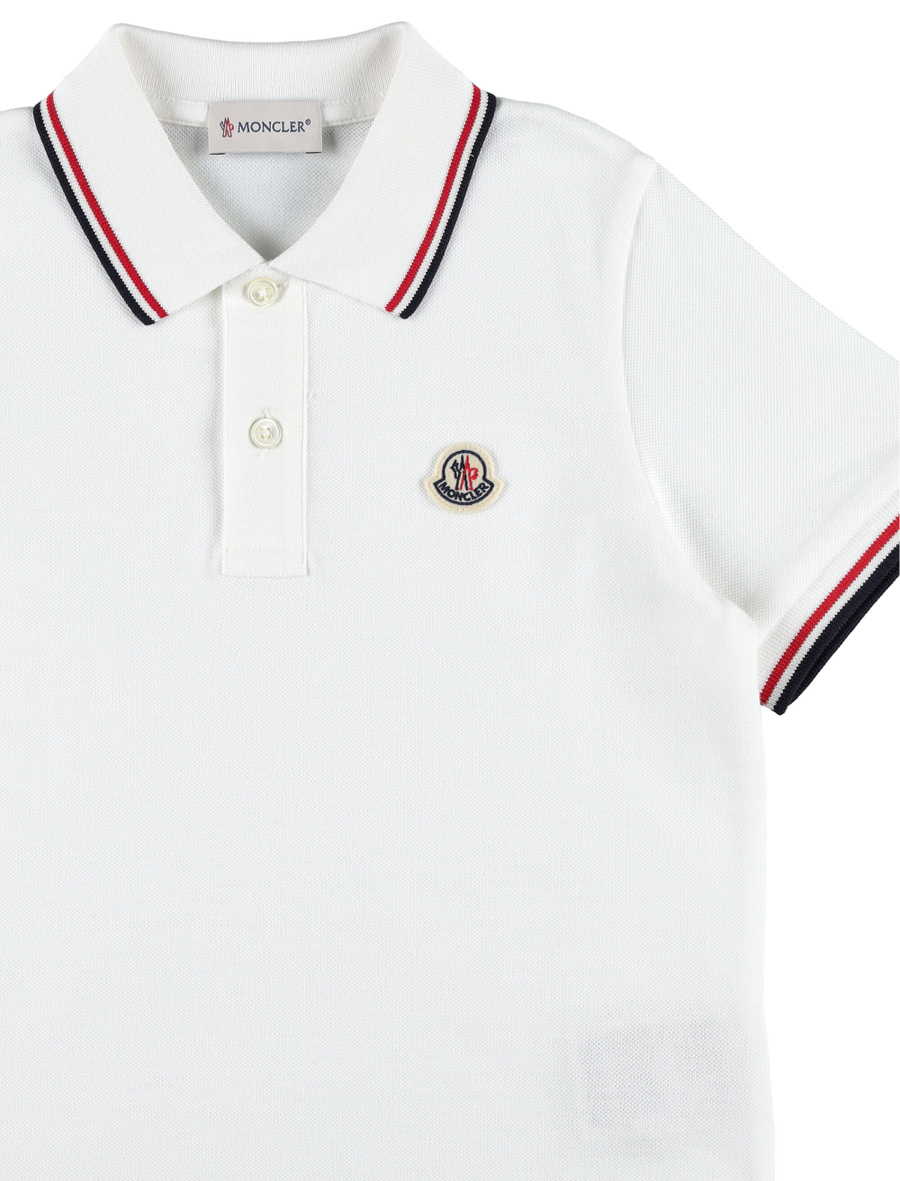 Kid - Tricolour-trimmed cotton piquet polo shirt - Spazio Pritelli