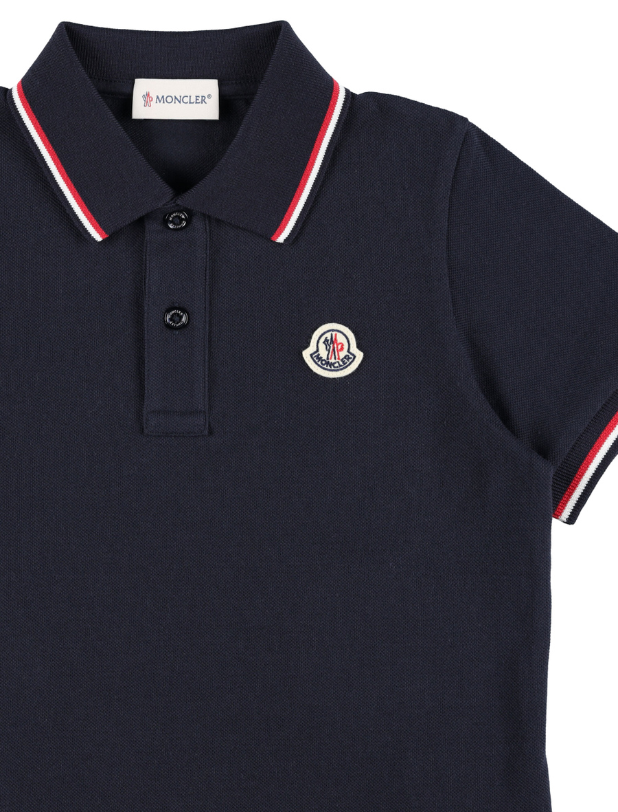 Kid - Tricolour-trimmed cotton piquet polo shirt - Spazio Pritelli