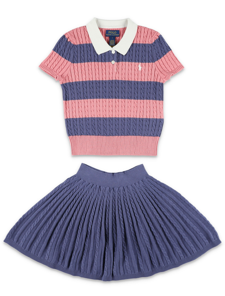 Kid - Cable knit polo and skirt set - Spazio Pritelli