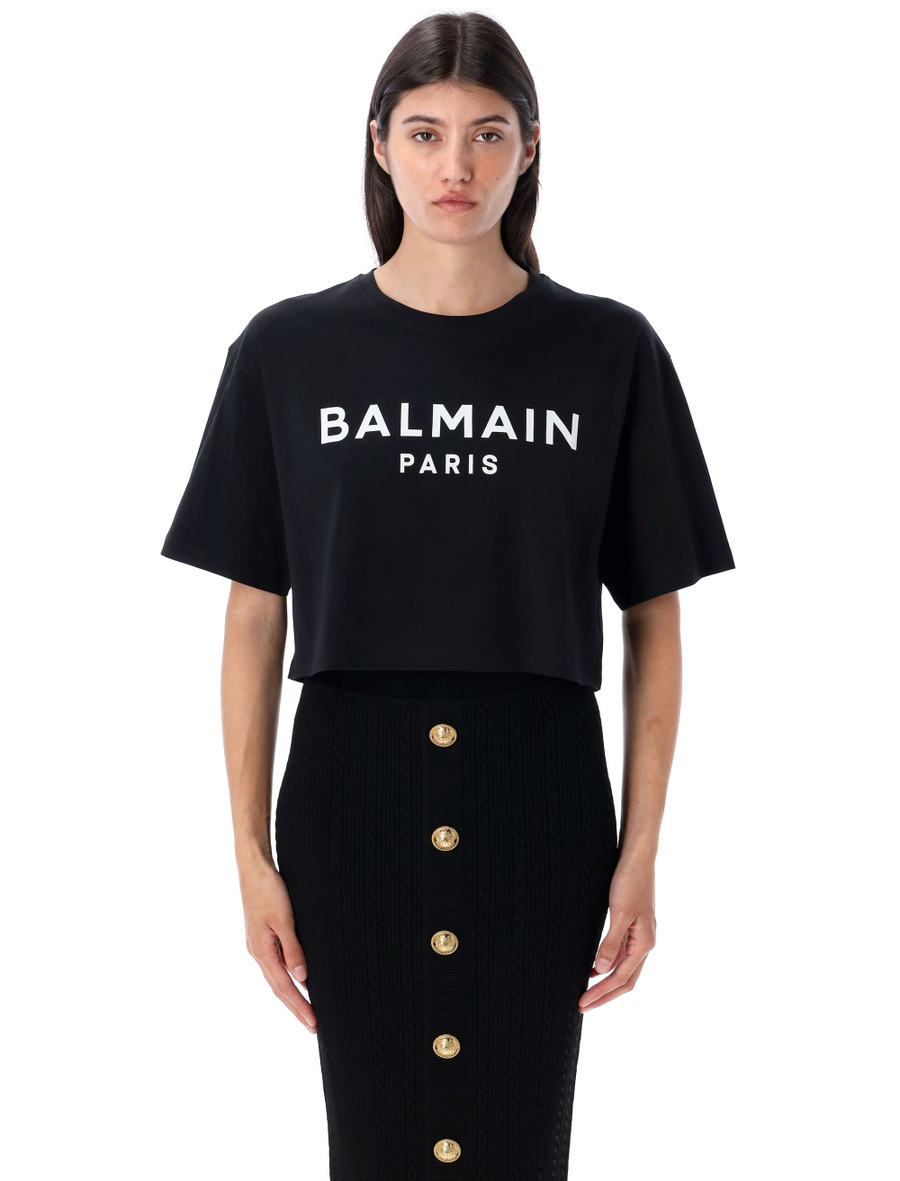 Printed logo cropped t-shirt - Spazio Pritelli