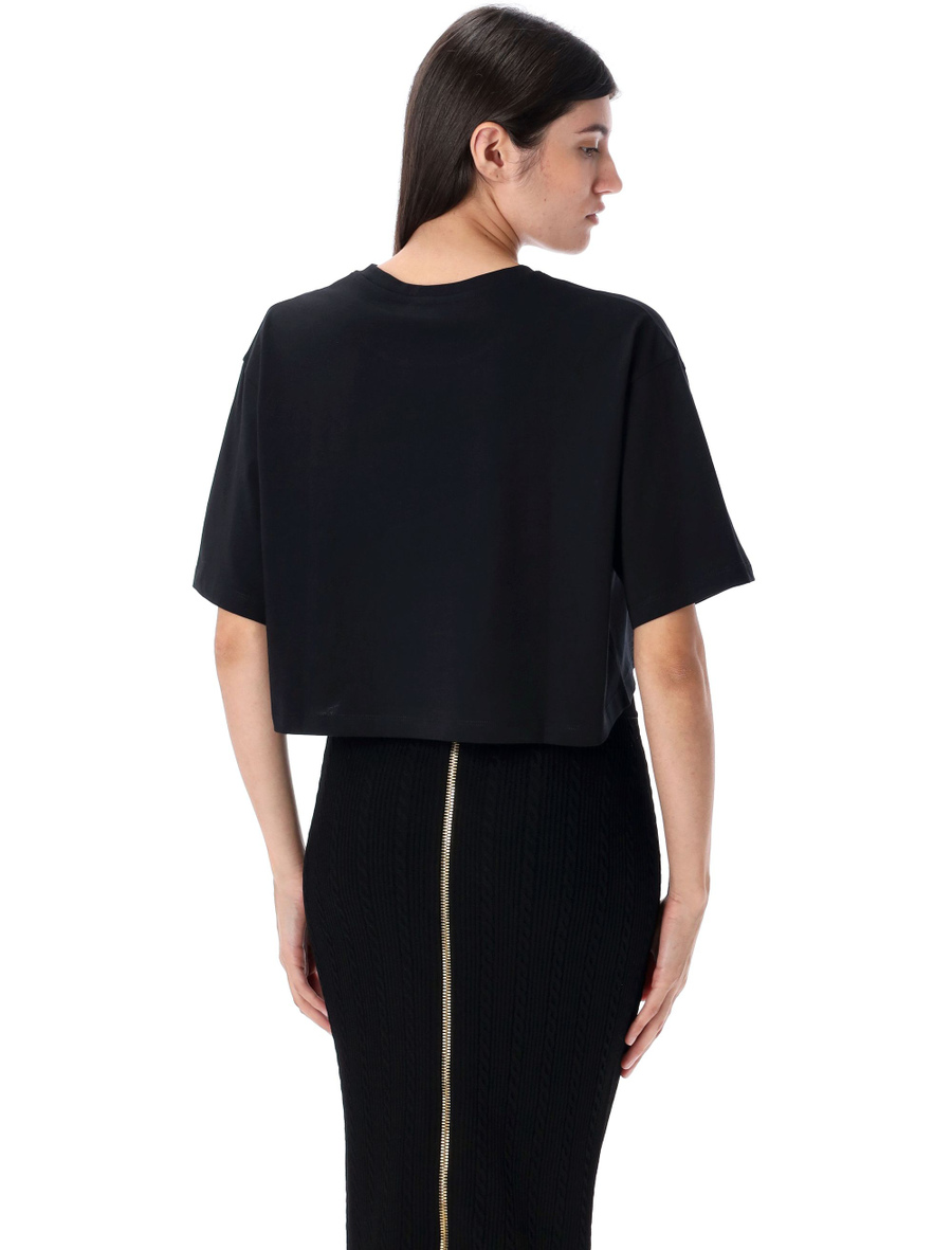 Printed logo cropped t-shirt - Spazio Pritelli