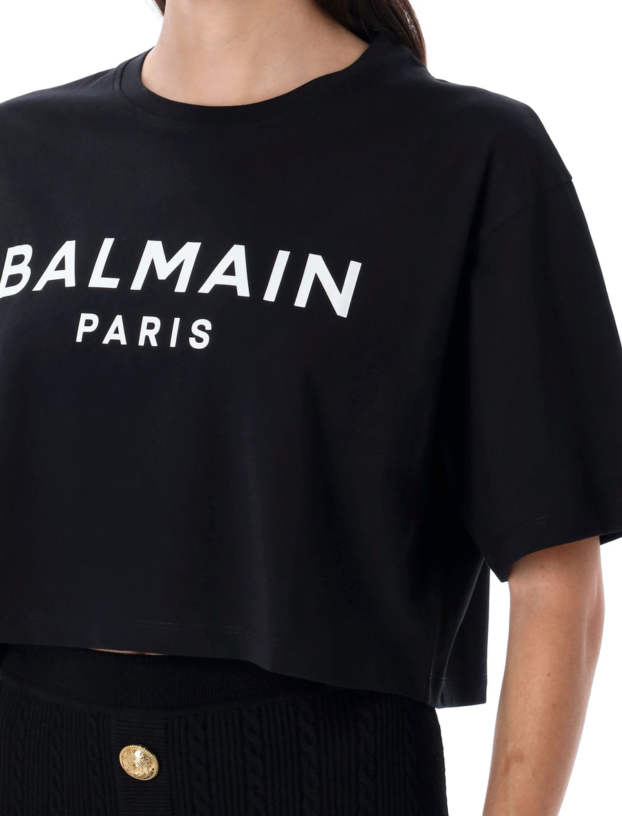 Printed logo cropped t-shirt - Spazio Pritelli