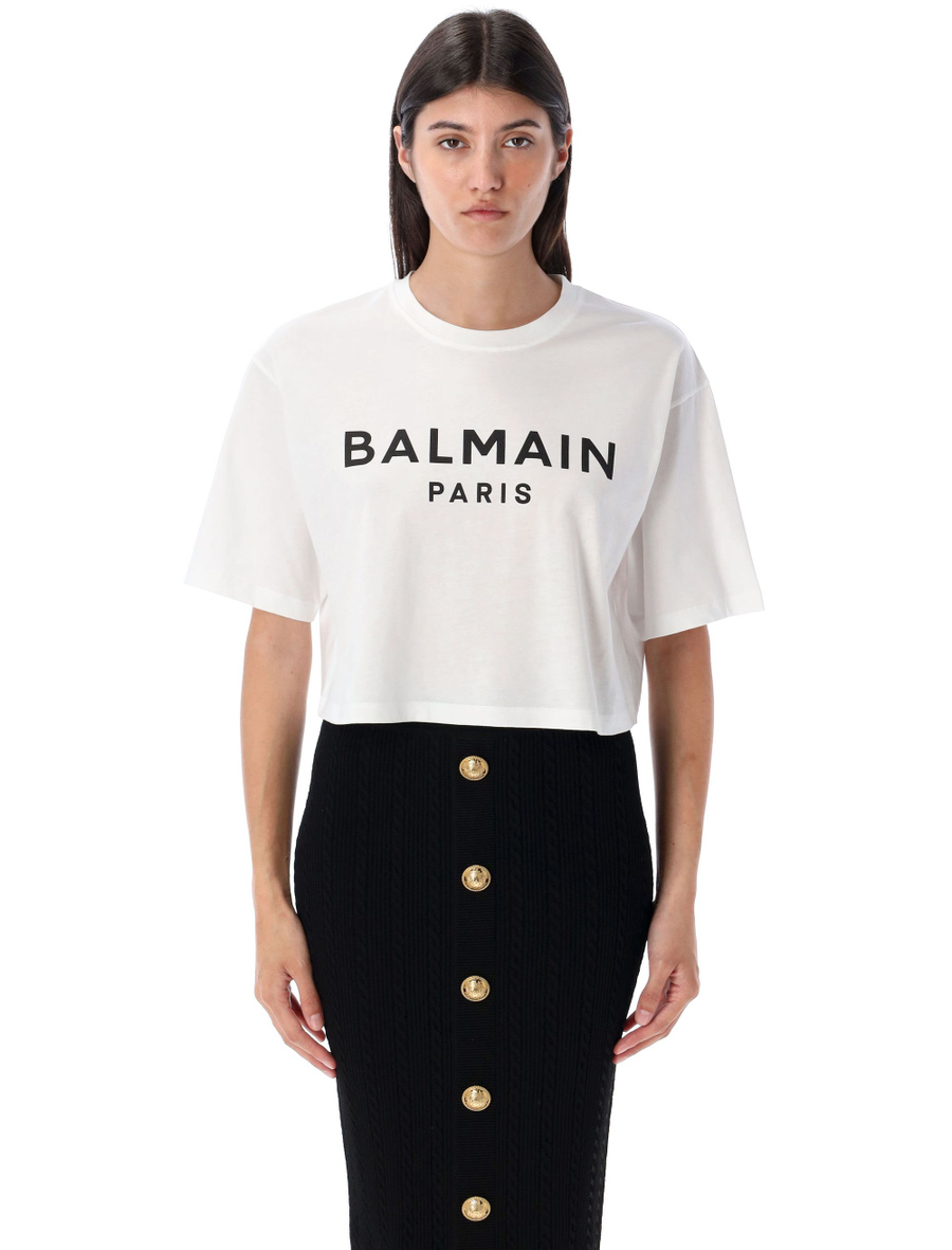 Printed logo cropped t-shirt - Spazio Pritelli