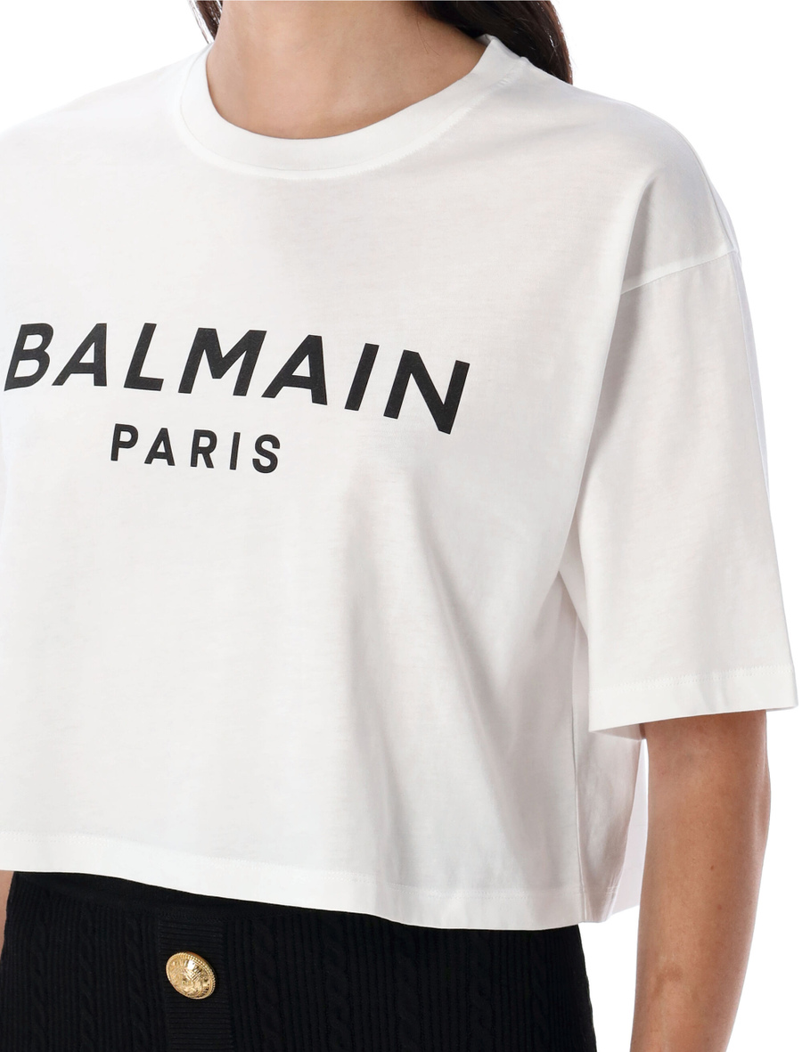 Printed logo cropped t-shirt - Spazio Pritelli
