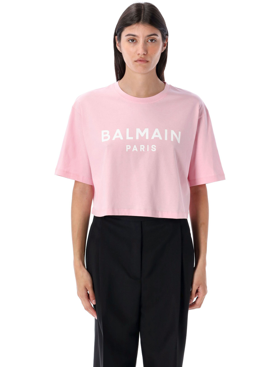 Printed logo cropped t-shirt - Spazio Pritelli
