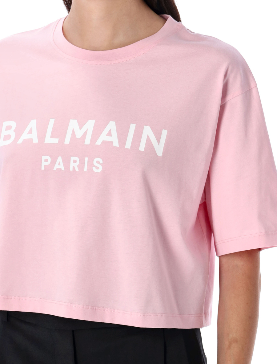 Printed logo cropped t-shirt - Spazio Pritelli