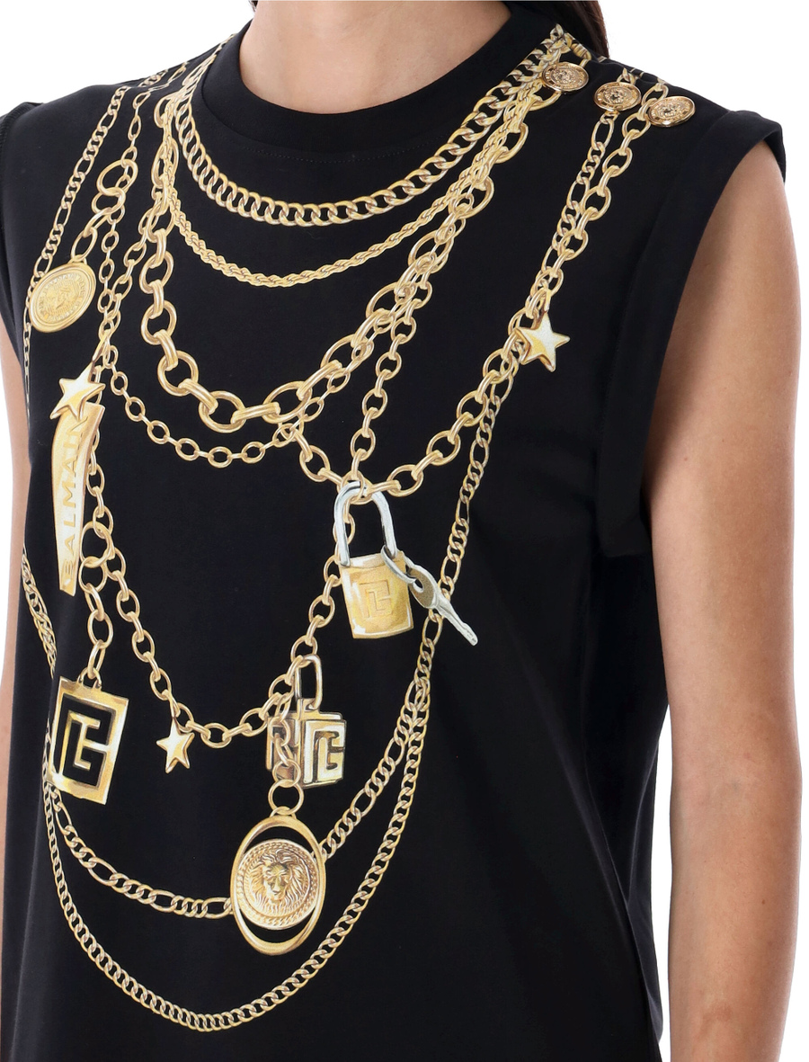 Trompe-l'œil Collier print vest top - Spazio Pritelli