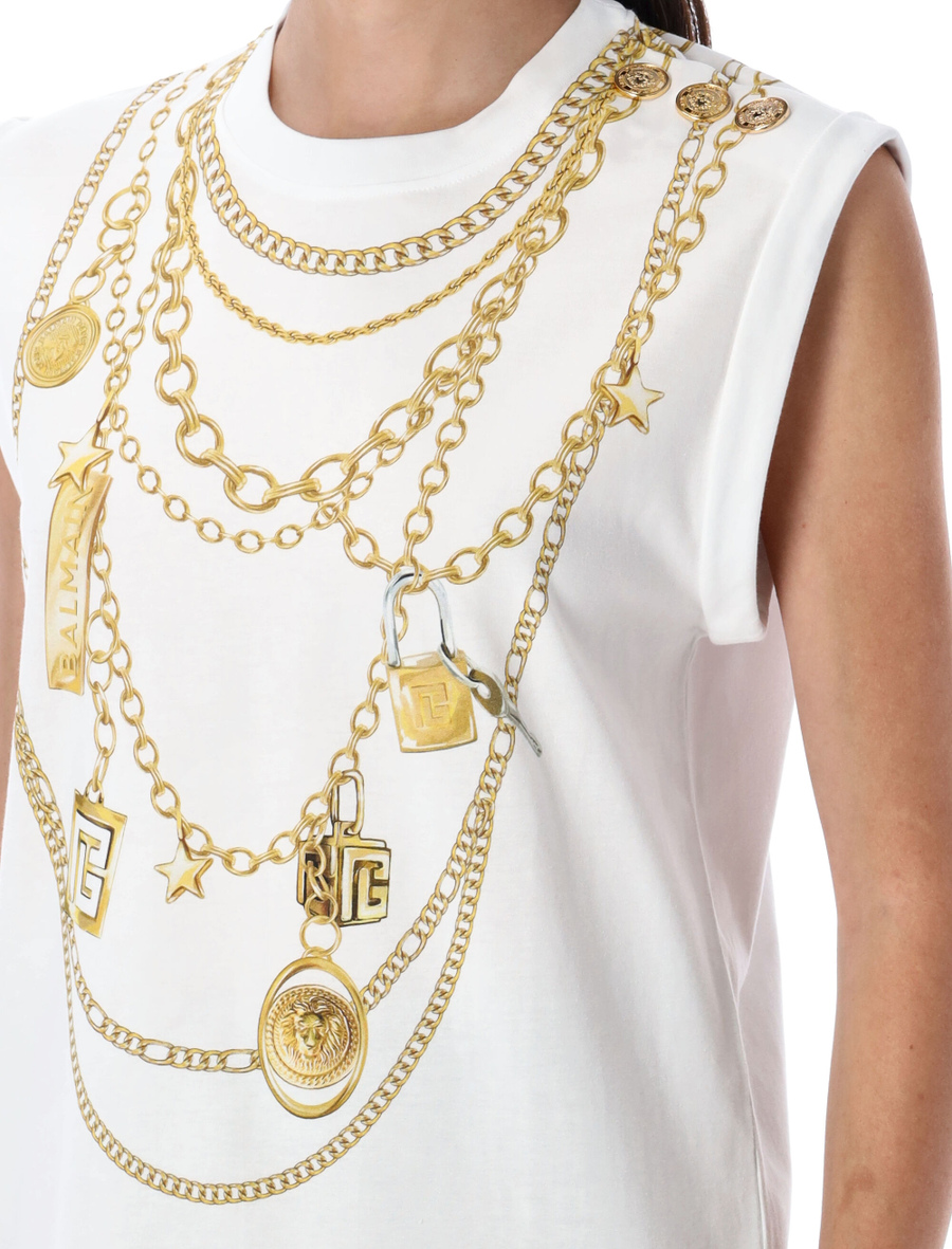 Trompe-l'œil Collier print vest top - Spazio Pritelli