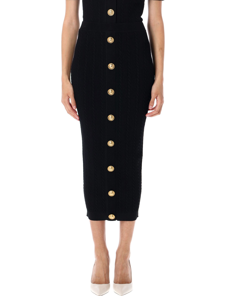 Ribbed and cable-knit midi skirt - Spazio Pritelli