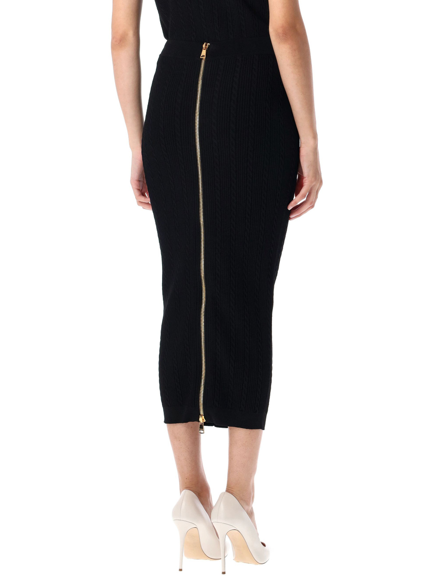 Ribbed and cable-knit midi skirt - Spazio Pritelli
