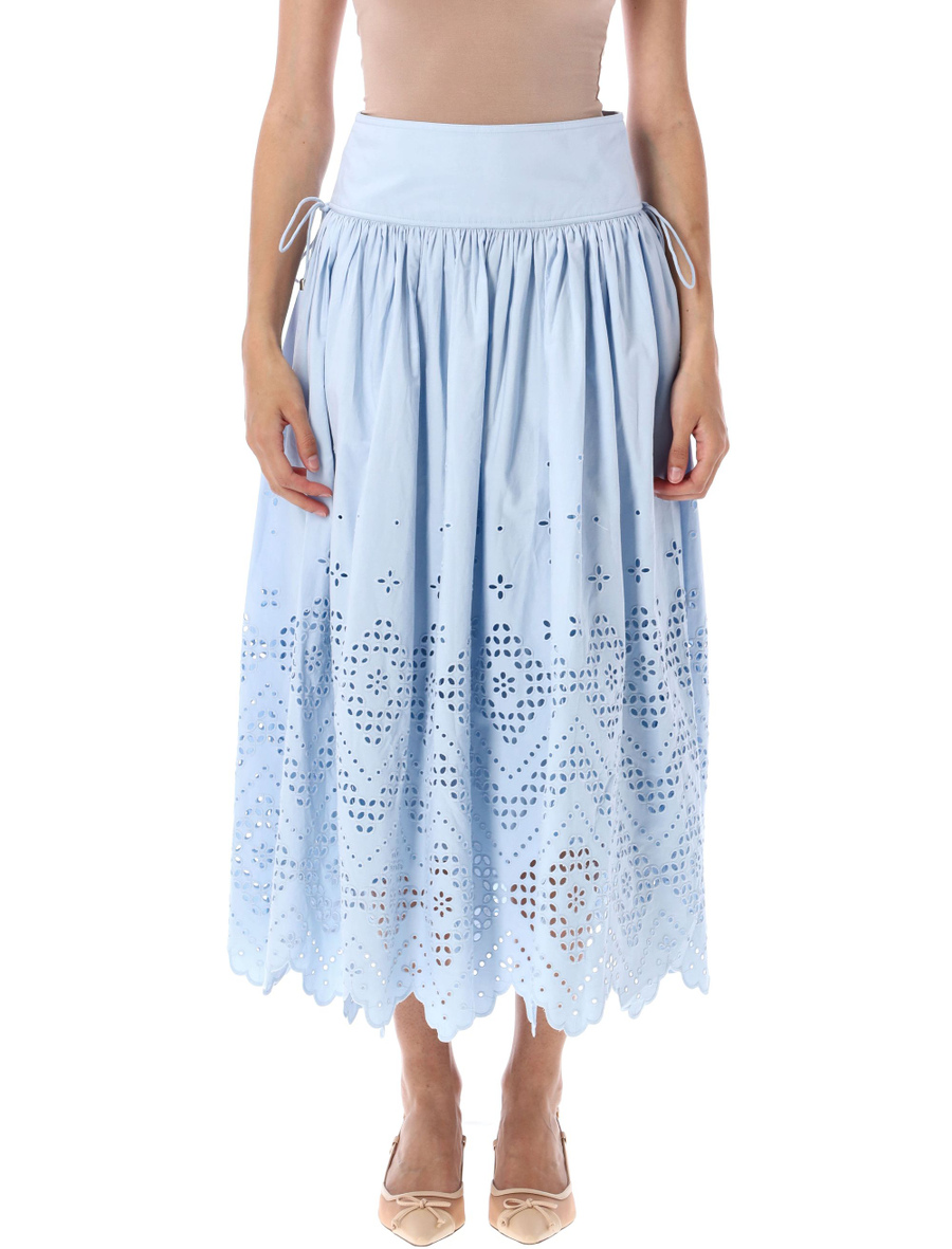Cotton Broderie midi skirt - Spazio Pritelli