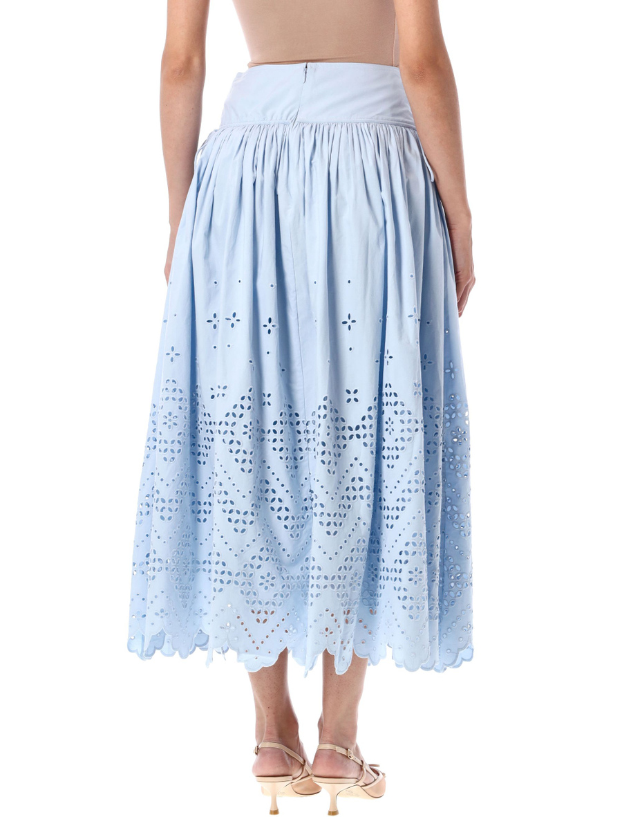 Cotton Broderie midi skirt - Spazio Pritelli
