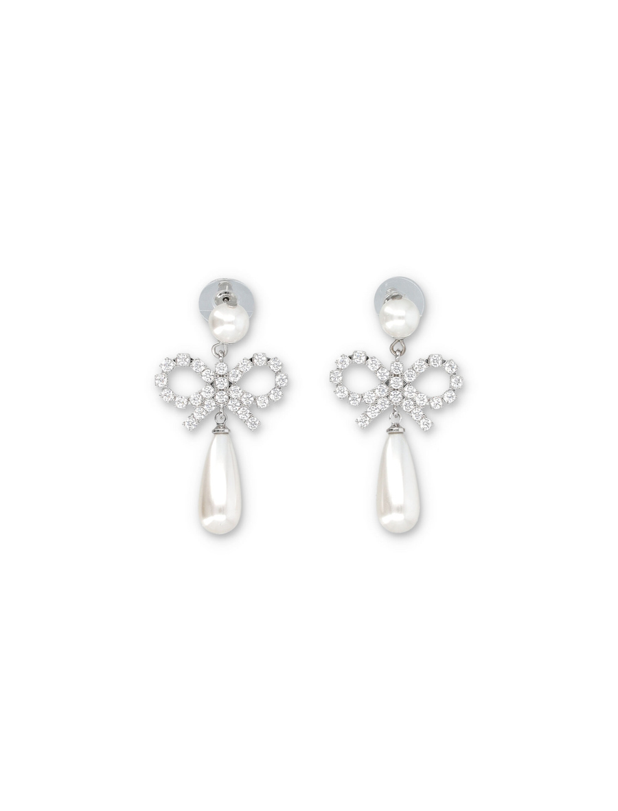 PEARL BOW DROPLET EARRINGS - Spazio Pritelli
