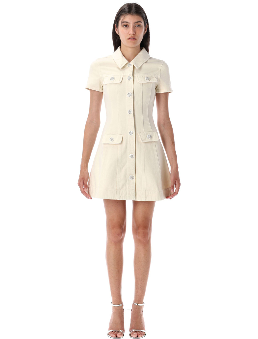 Collared denim mini dress - Spazio Pritelli