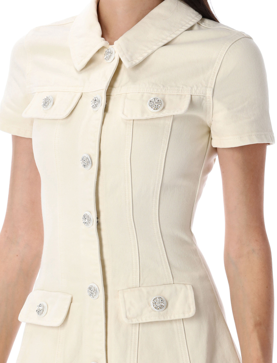 Collared denim mini dress - Spazio Pritelli