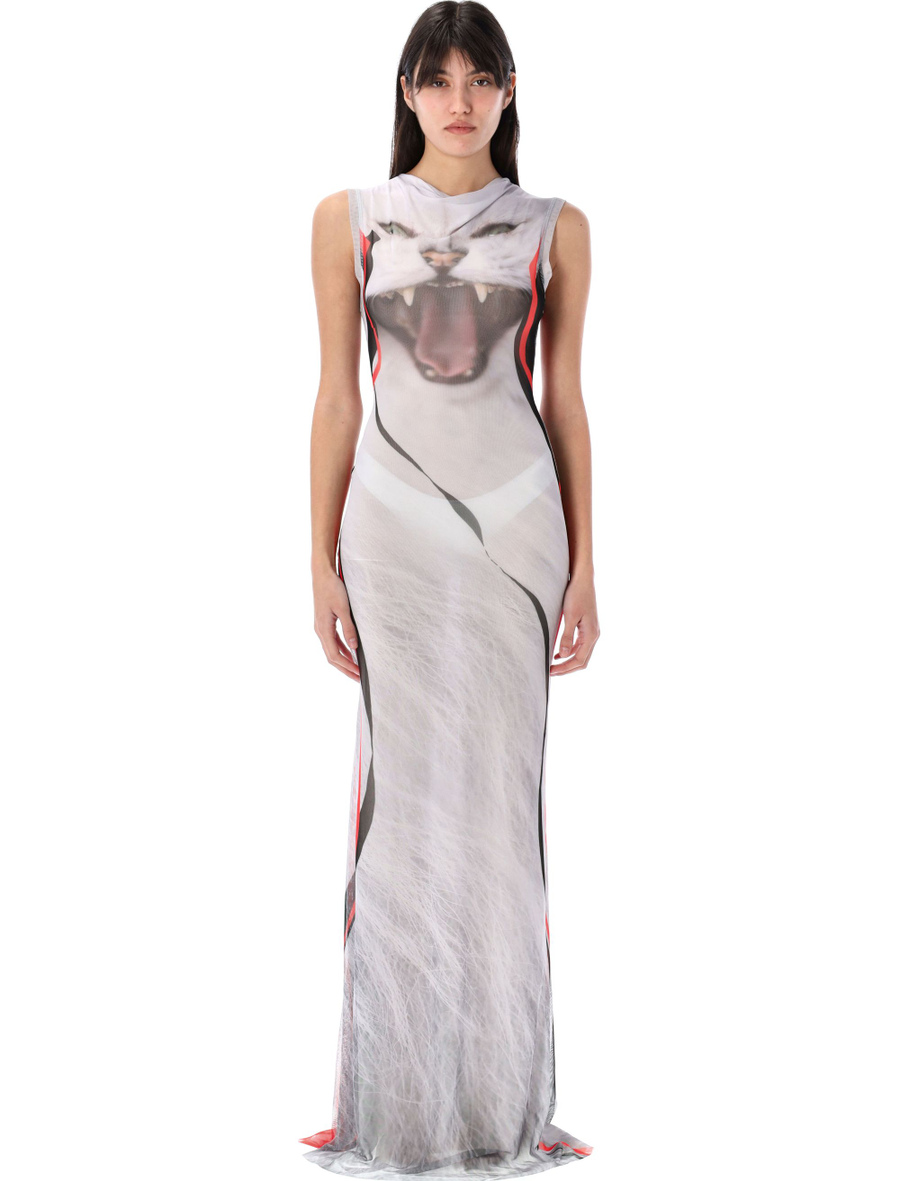 Mesh printed maxi dress - Spazio Pritelli