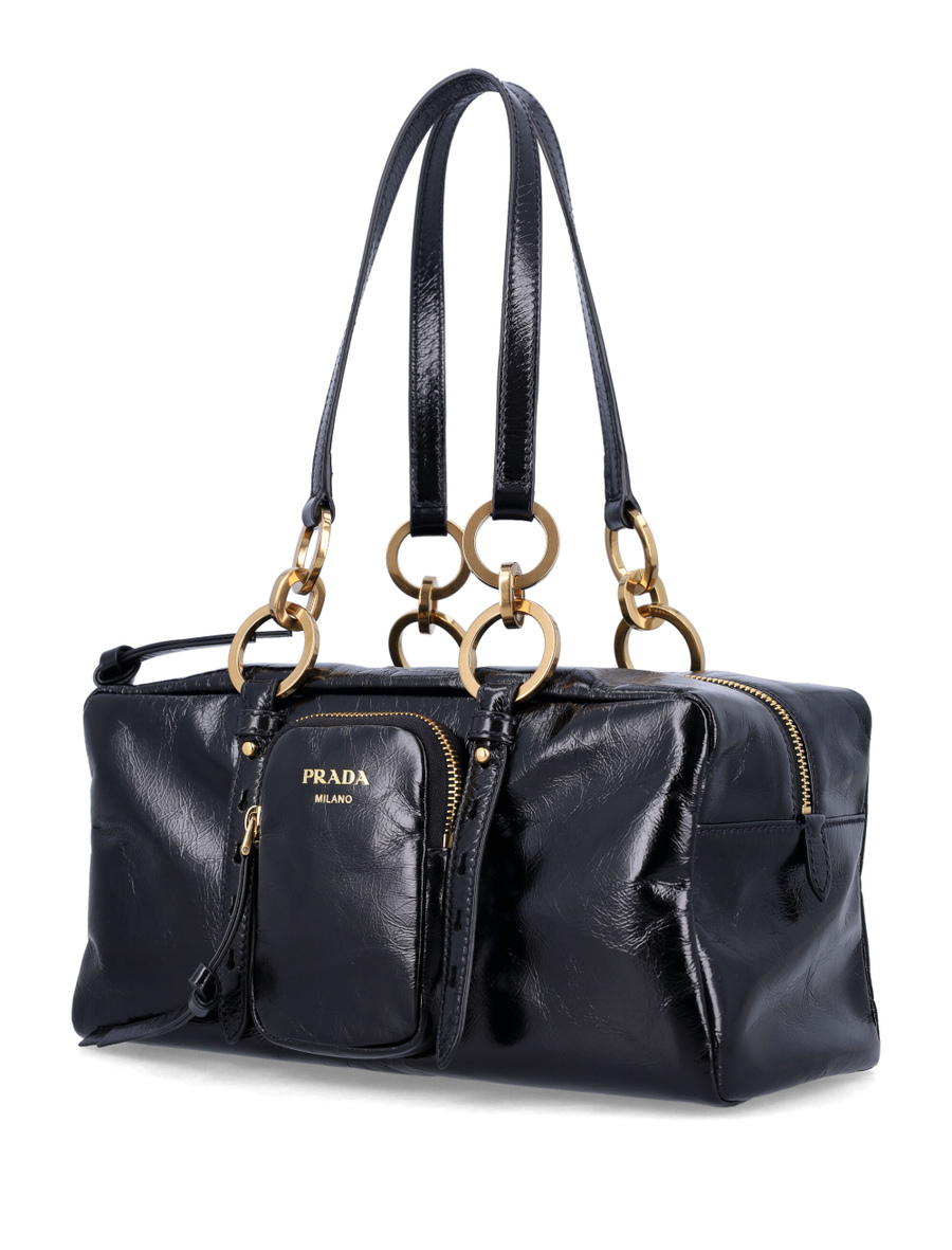 Dangle medium leather top-handle bag - Spazio Pritelli