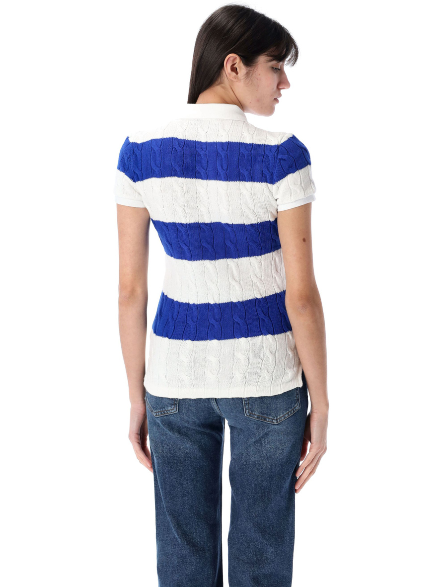 Cable knit striped polo shirt - Spazio Pritelli