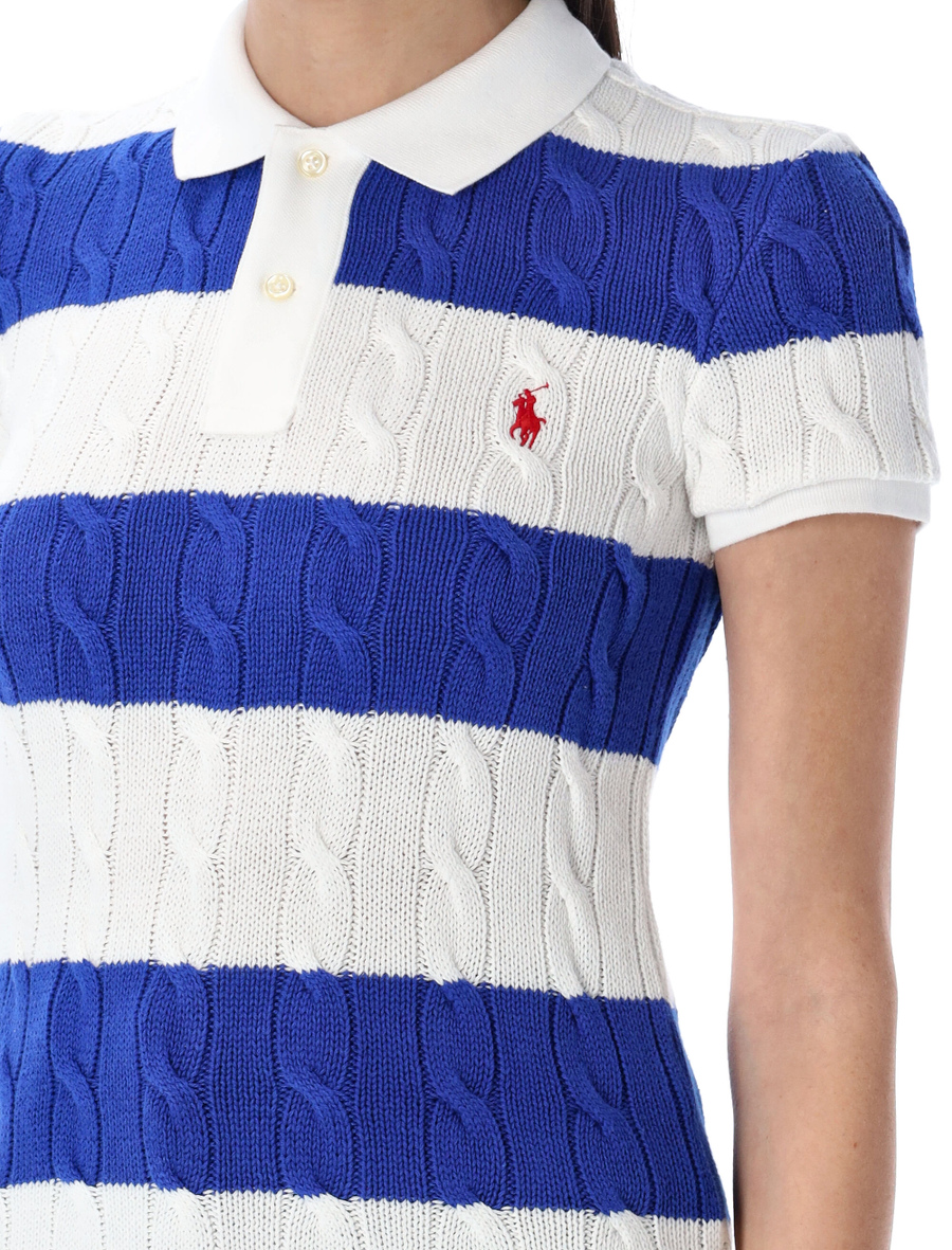 Cable knit striped polo shirt - Spazio Pritelli