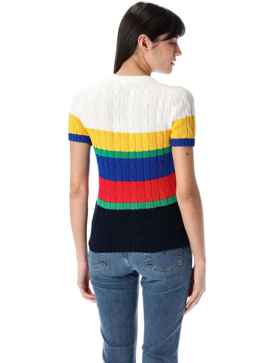 Striped cable short-sleeve jumper - Spazio Pritelli