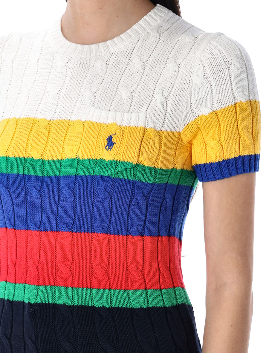 Striped cable short-sleeve jumper - Spazio Pritelli