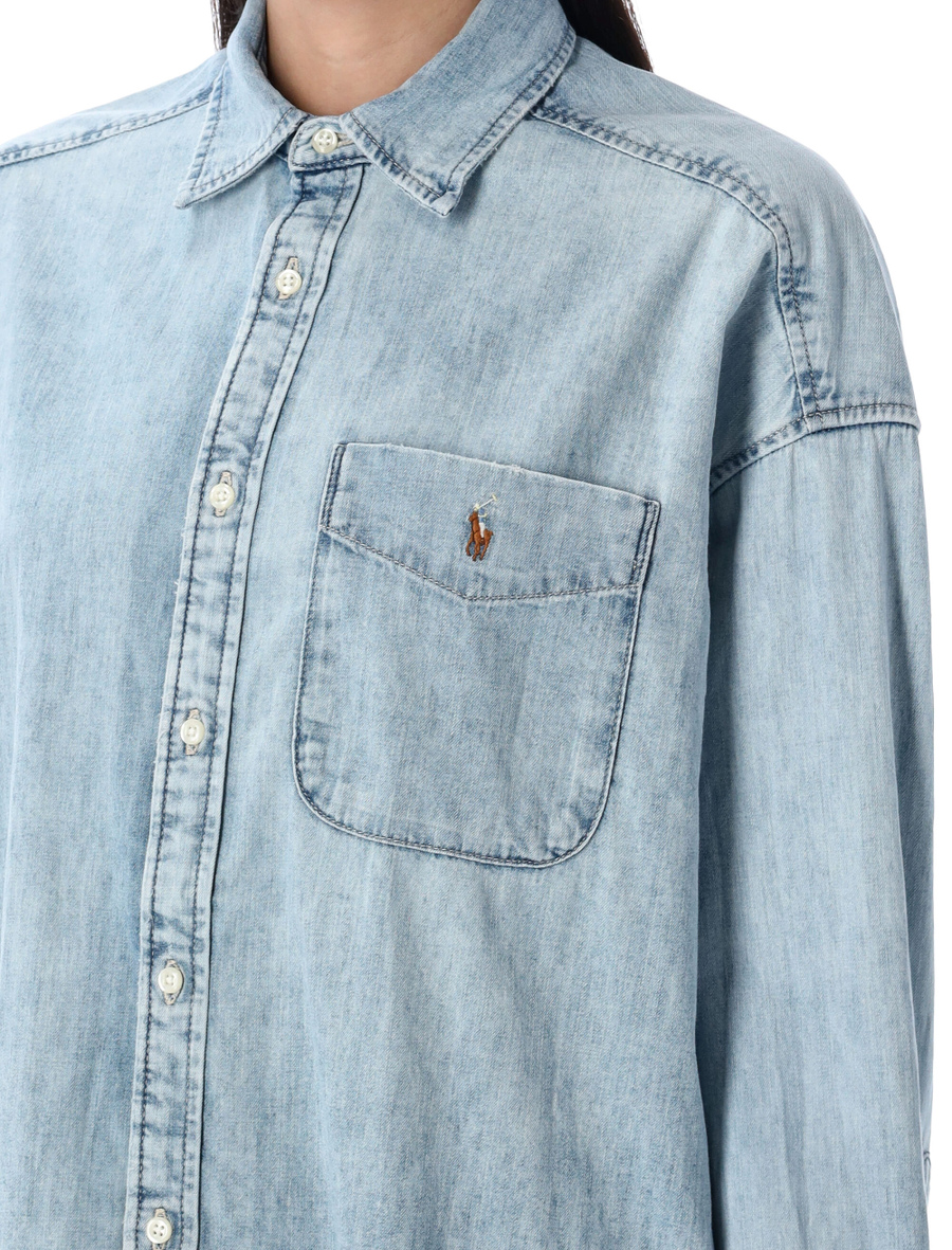 Oversize cotton denim shirt - Spazio Pritelli