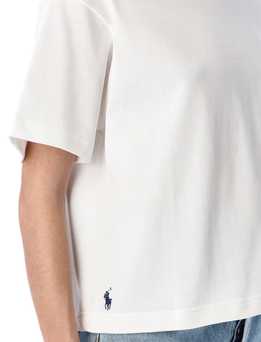 Relaxed crop fit cotton jersey tee - Spazio Pritelli