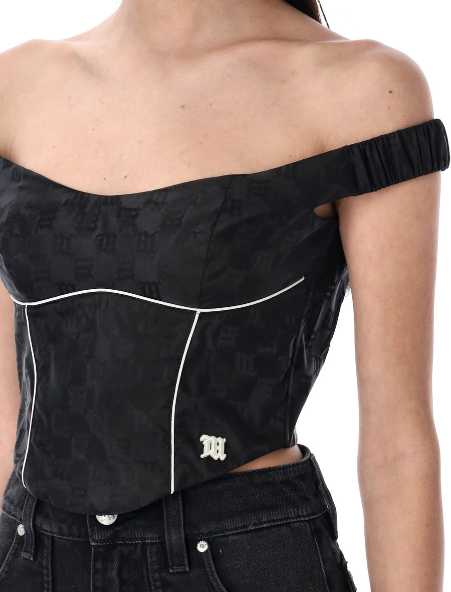 Monogram nylon corset top - Spazio Pritelli