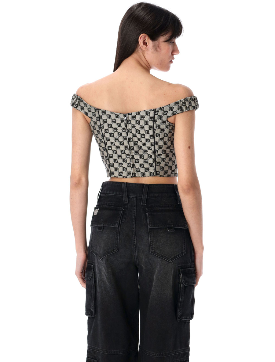 Monogram canvas corset top - Spazio Pritelli
