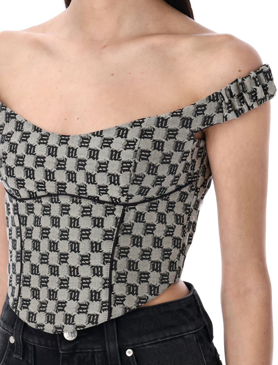 Monogram canvas corset top - Spazio Pritelli