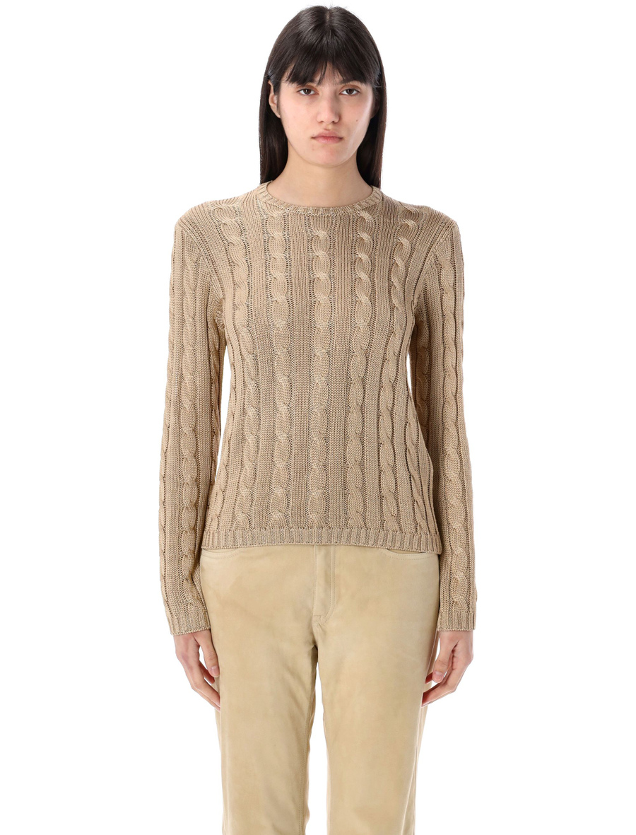 Cable-knit silk crewneck jumper - Spazio Pritelli