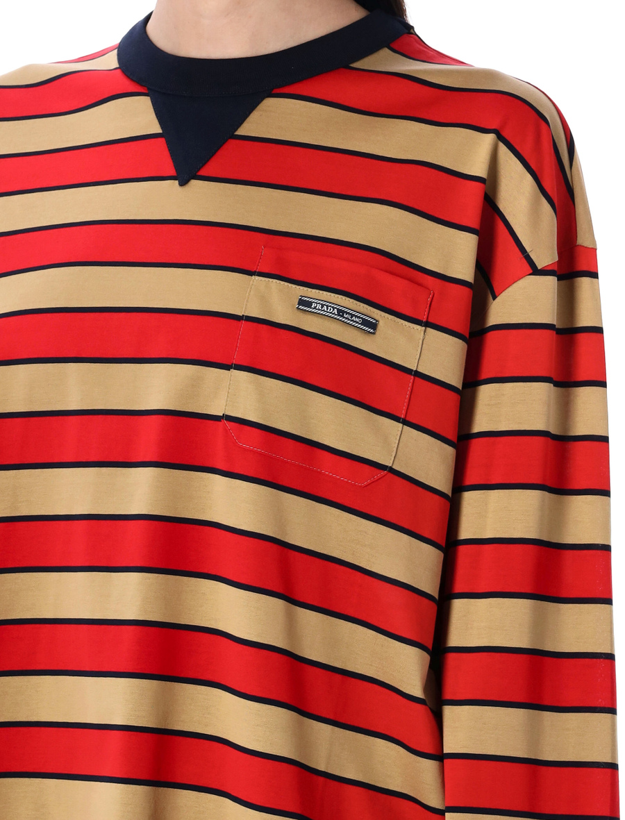 Long-sleeved striped lisle cotton t-shirt - Spazio Pritelli